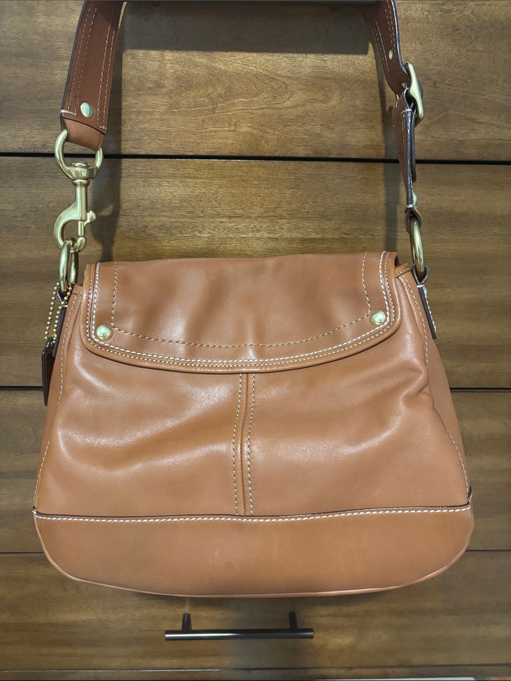 COACH Tan Leather Flap Shoulder Bag - Picture 4 of 15